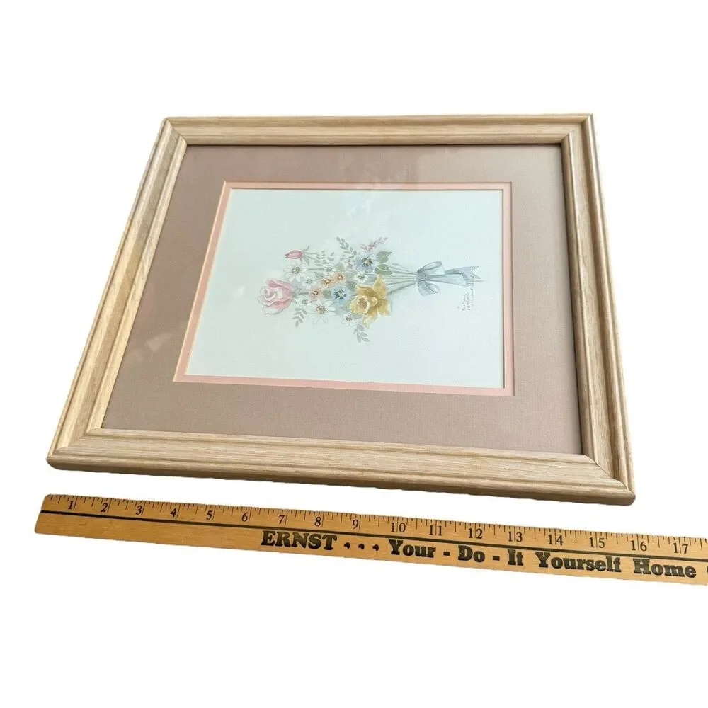 Signed Mary Bertrand Spring flower Daisy Rose bouquet watercolor print 1189/2900